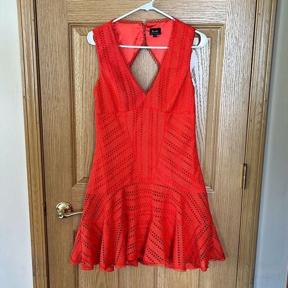 Bardōt Orange Fiesta Lace Mini Dress Size 8 - Picture 2 of 8